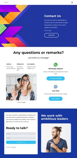 Get in touch below HTML Template
