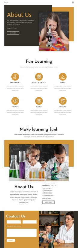 Most Creative One Page Template For Fun Learning