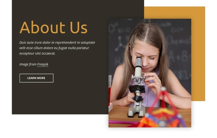 Vetenskapsutveckling för barn Html webbplatsbyggare