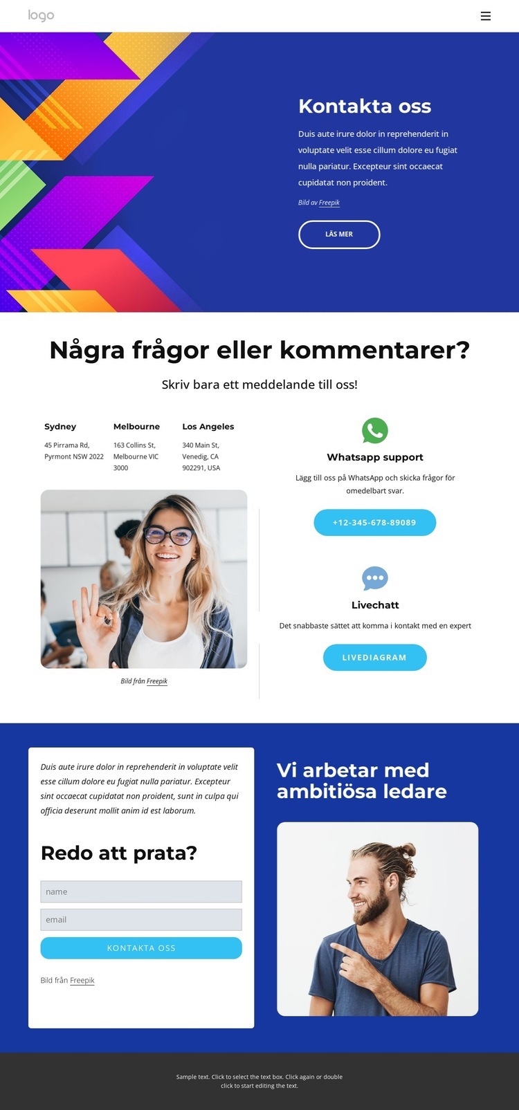 Hör av dig nedan CSS -mall