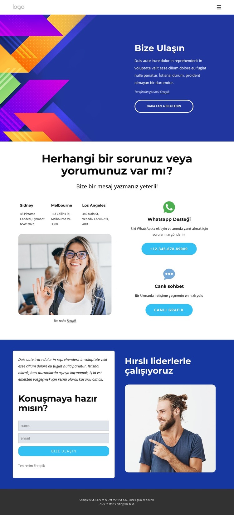 Aşağıdan iletişime geçin HTML Şablonu