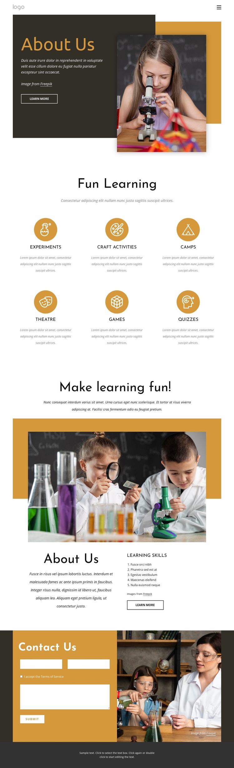 Fun learning Landing Page