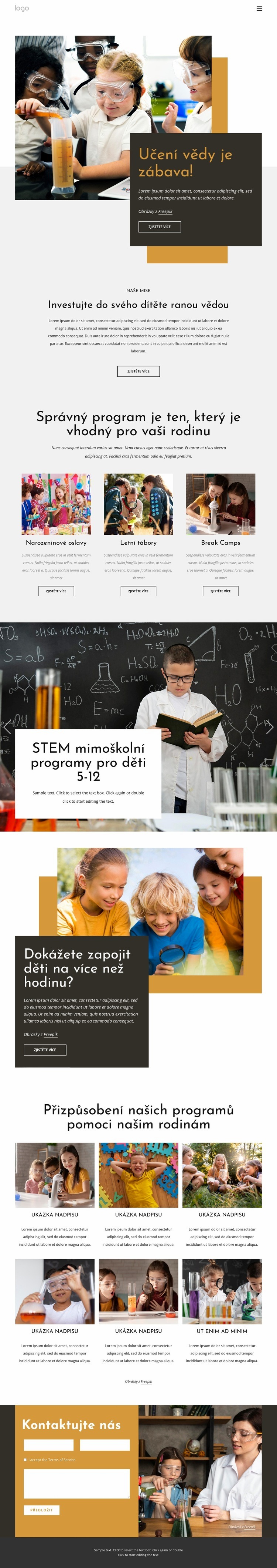 Učit se vědu je zábava Šablona HTML