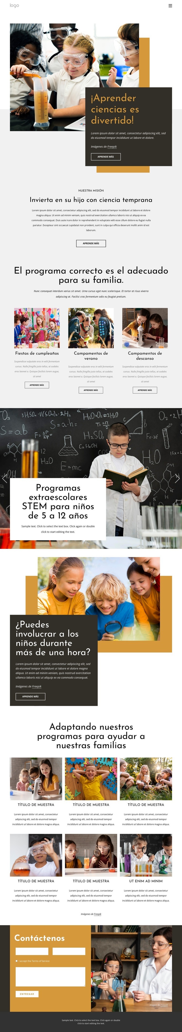 Aprender ciencias es divertido Plantillas de creación de sitios web