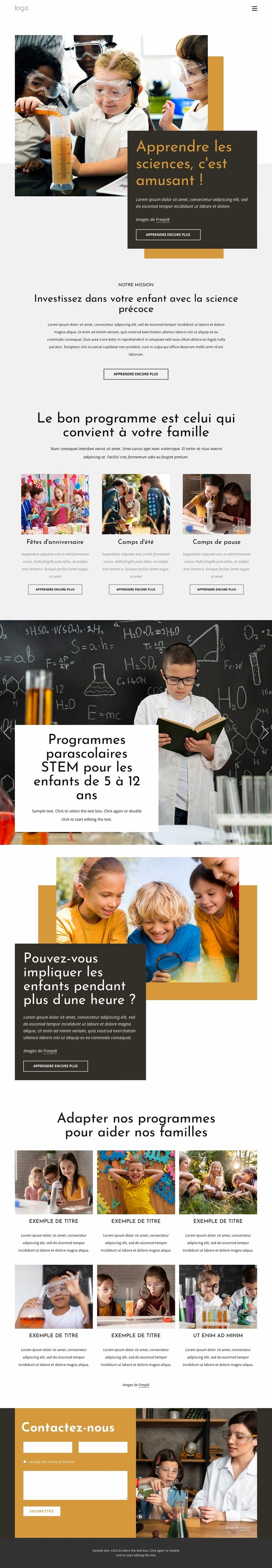 Apprendre les sciences est amusant Conception de site Web