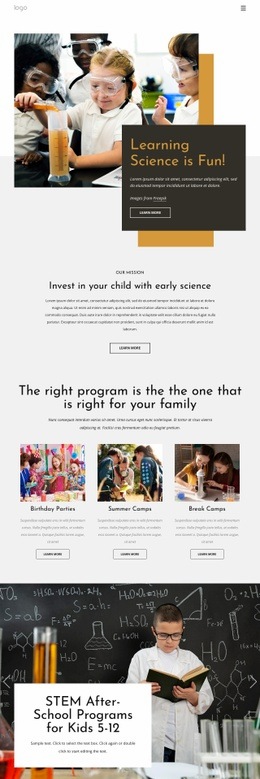 Learning Science Is Fun Homepage Design