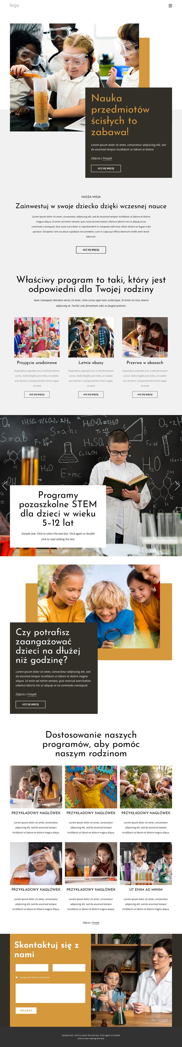 Uczenie się przedmiotów ścisłych jest zabawą Szablon HTML