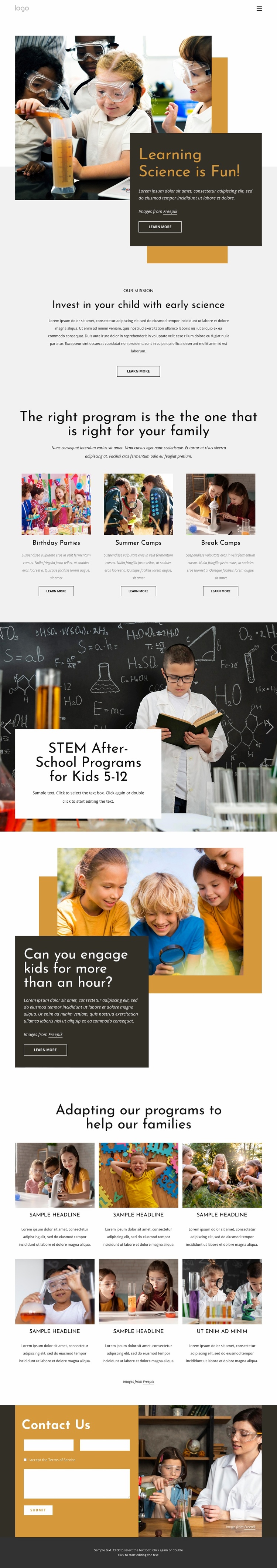 Learning science is fun Landing Page