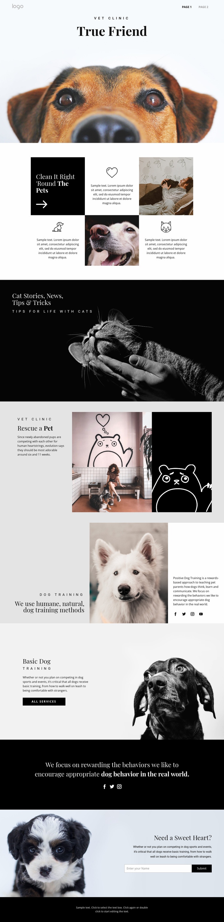 Hitta ditt sanna vän husdjur Html webbplatsbyggare