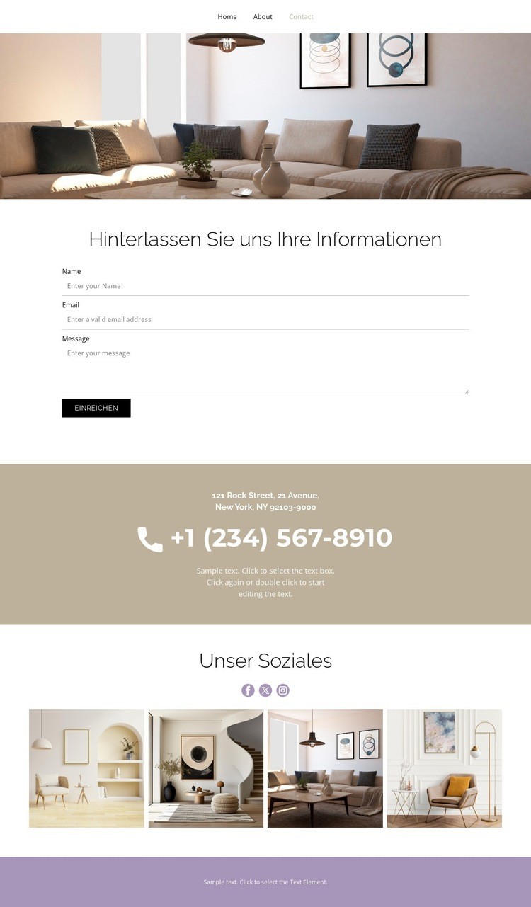 Hinterlassen Sie uns Ihre Informationen HTML Website Builder