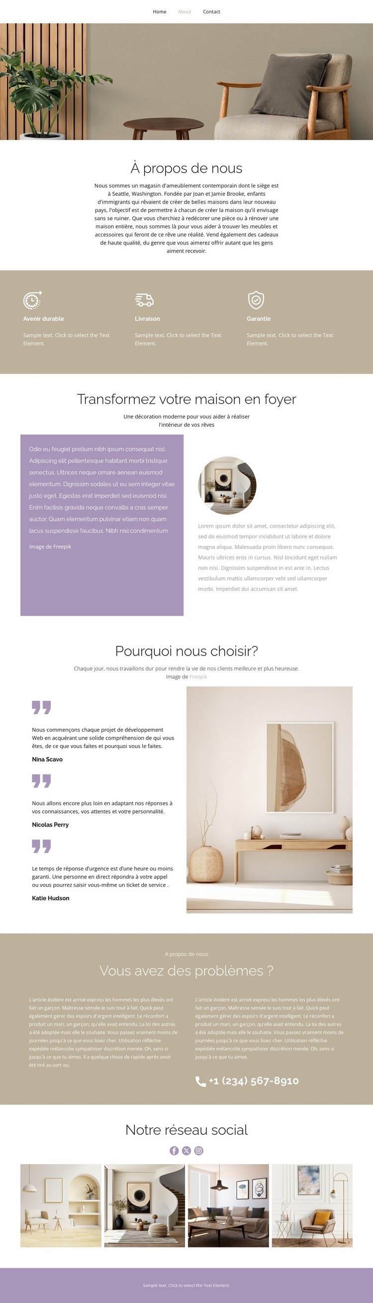 Ameublement contemporain Conception de site Web