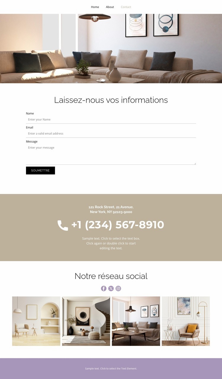 Laissez-nous vos informations Maquette de site Web