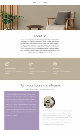 Contemporary Home Furnishing - HTML Web Page Builder