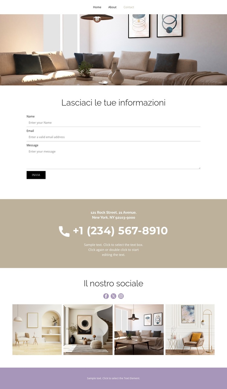 Lasciaci le tue informazioni Modello di sito Web