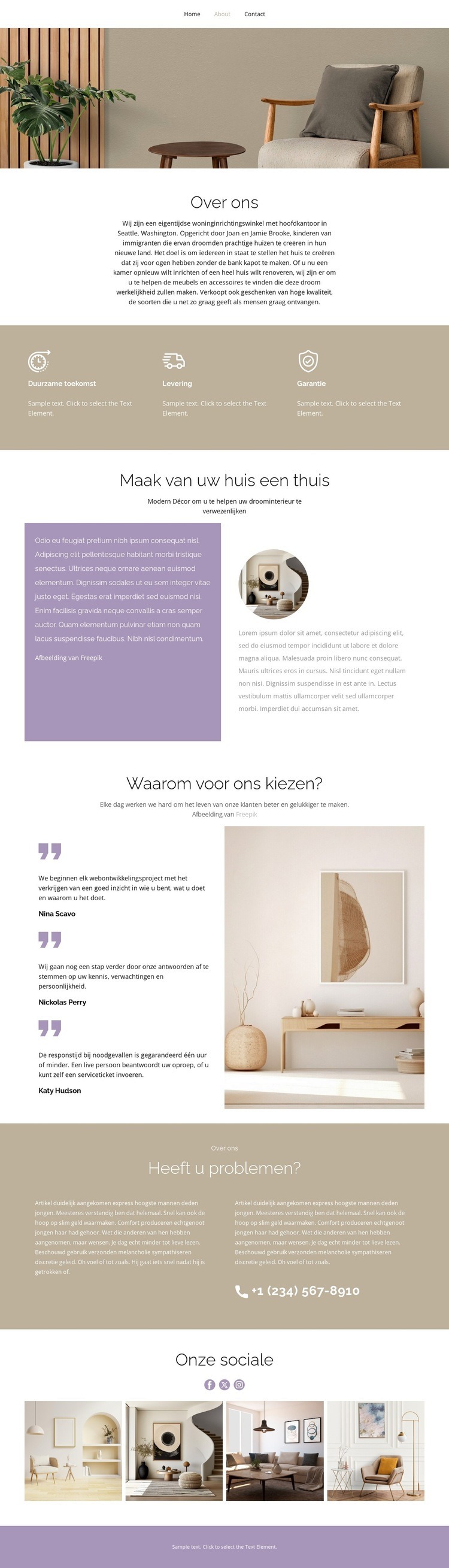 Eigentijdse woninginrichting Website Builder-sjablonen