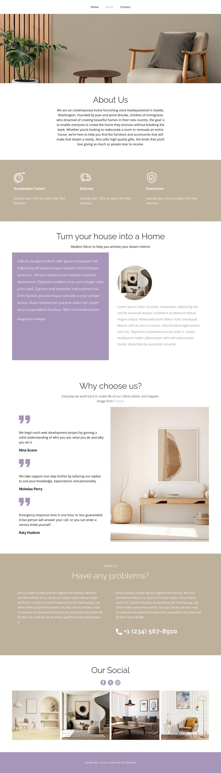Contemporary home furnishing One Page Template