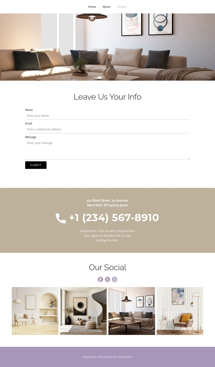 Leave Us Your Info One Page Template