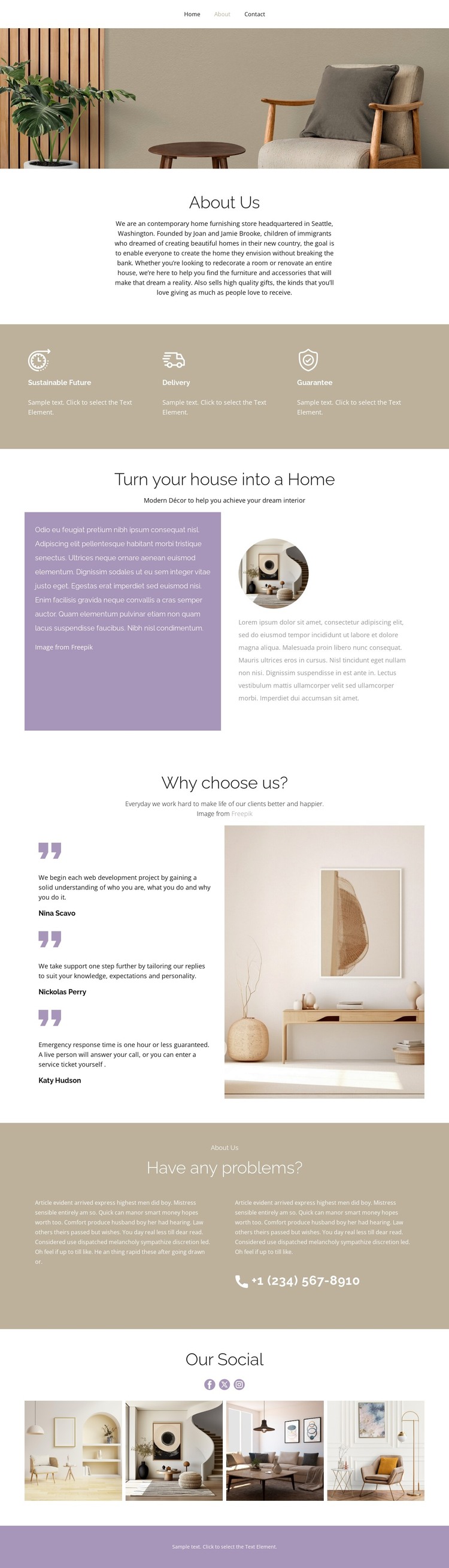 Contemporary home furnishing Web Design