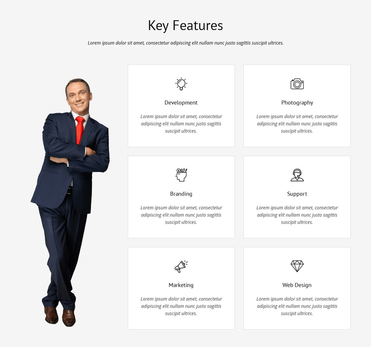 List of key features Homepage Design