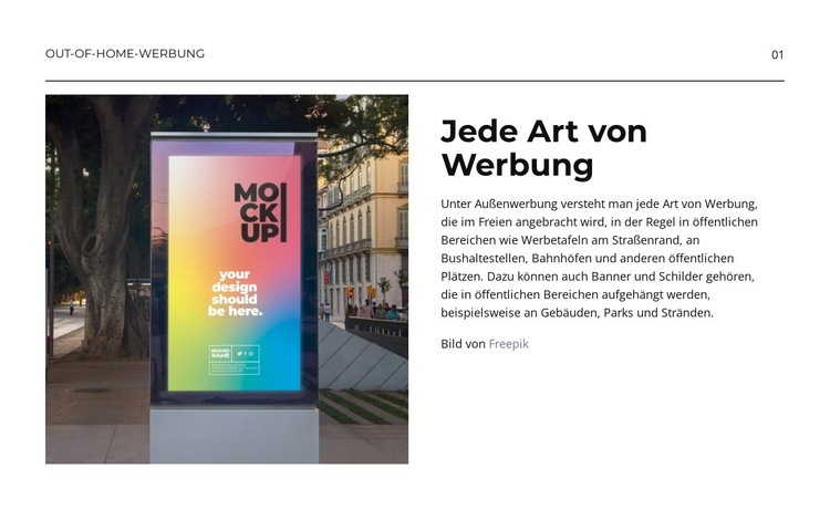 Jede Art von Werbung HTML Website Builder