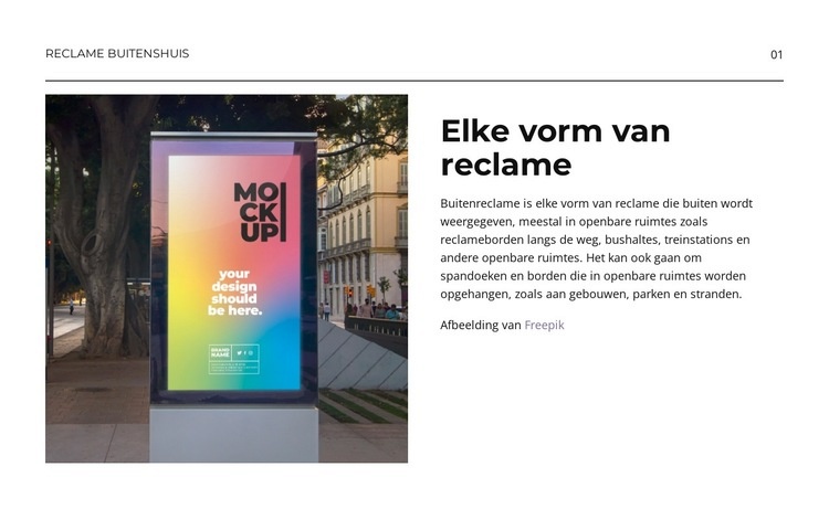 Elke vorm van reclame Bestemmingspagina