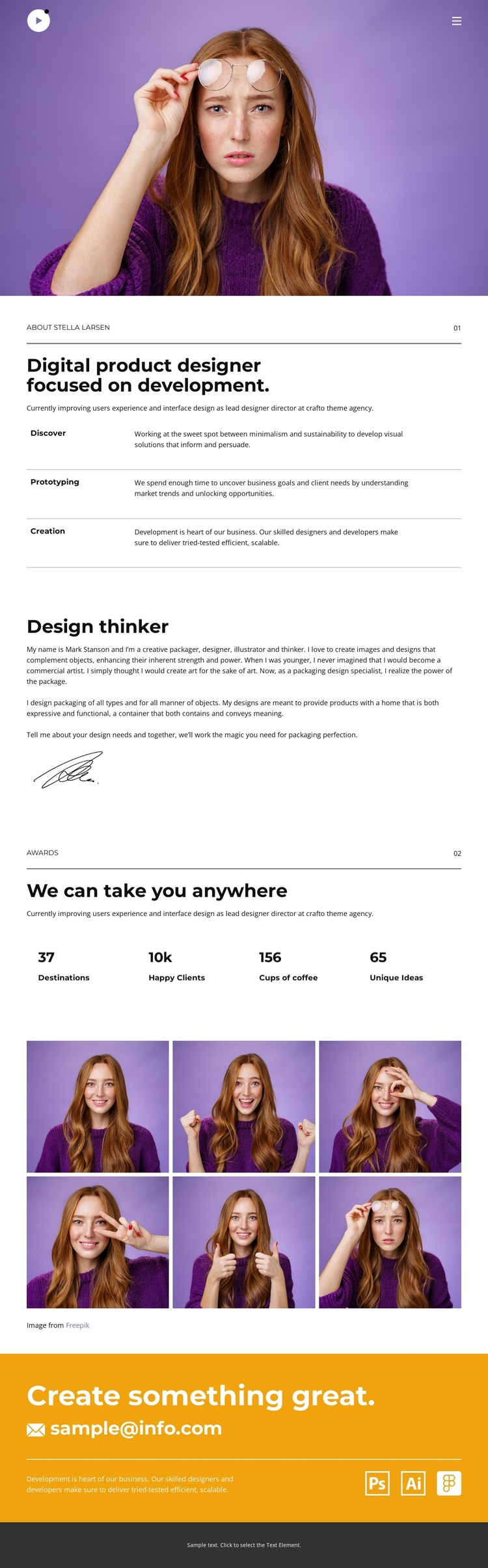 Awards Winner Freelancer One Page Template