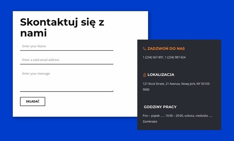 W przypadku jakichkolwiek pytań lub po prostu się przywitać Makieta strony internetowej