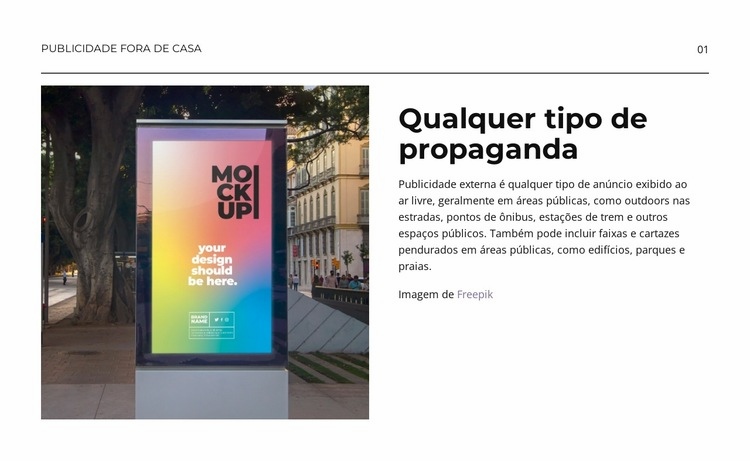 Qualquer tipo de propaganda Construtor de sites HTML