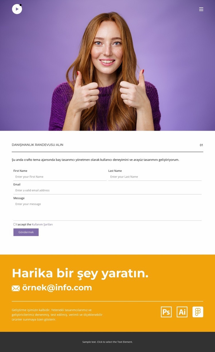 Yaratıcı bir tasarımcı Html Web Sitesi Oluşturucu