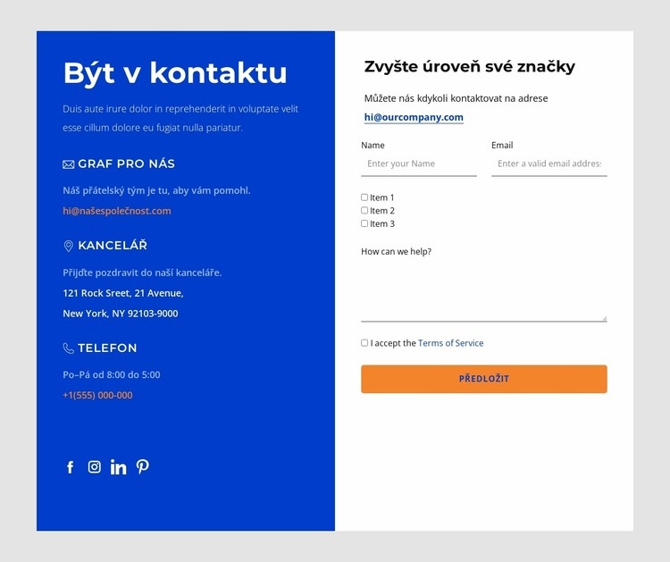 spojit se s námi Šablona CSS