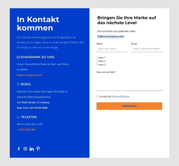 verbinde dich mit uns HTML-Vorlage