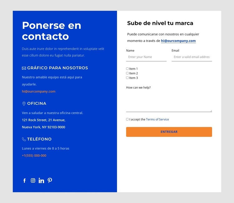 Conéctate con nosotros Plantilla HTML