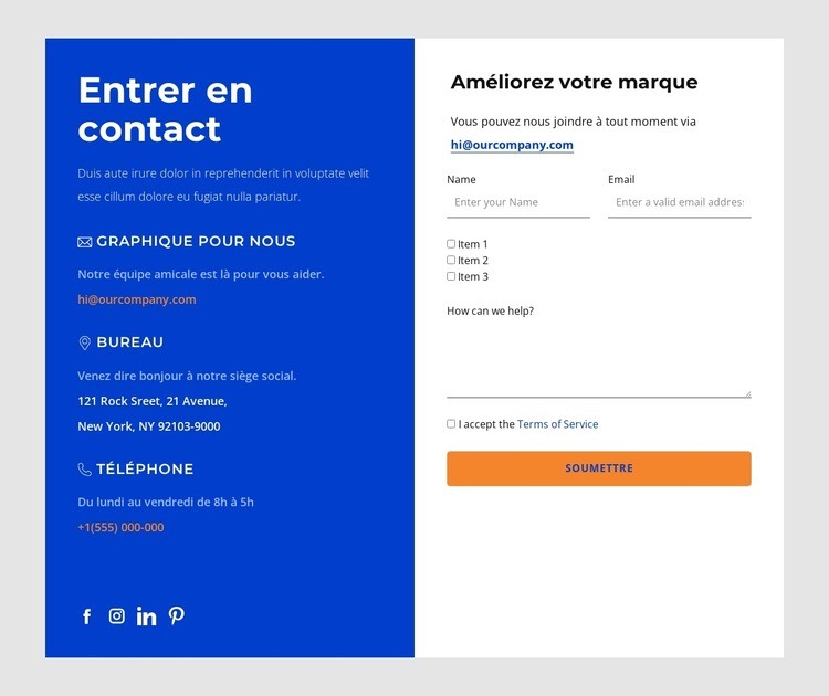 Connecte-toi avec nous Modèles de constructeur de sites Web