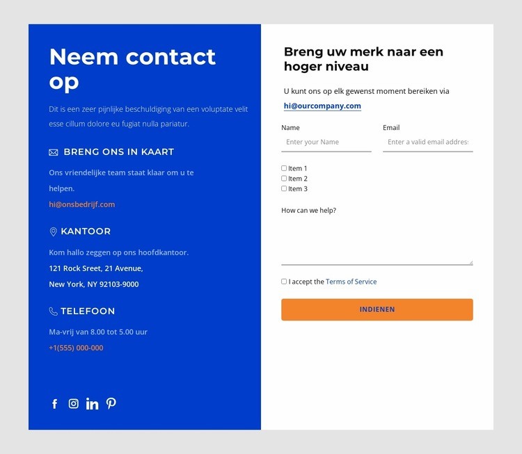 Verbind je met ons Website mockup