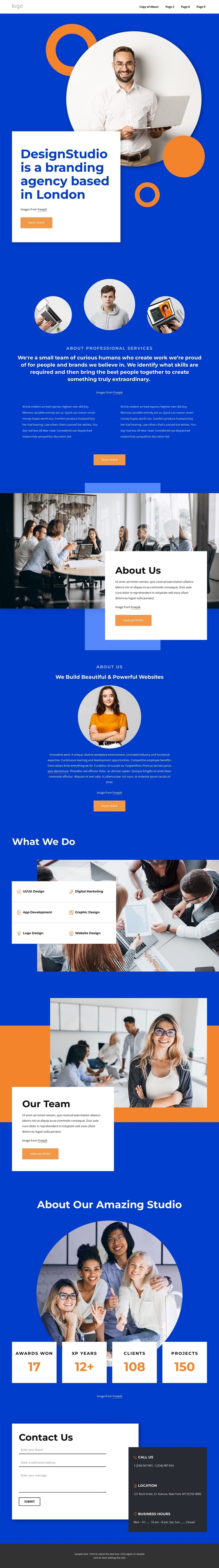 A branding agency in London One Page Template