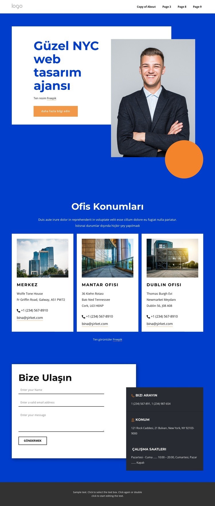 Muhteşem web tasarım ajansı Bir Sayfa Şablonu