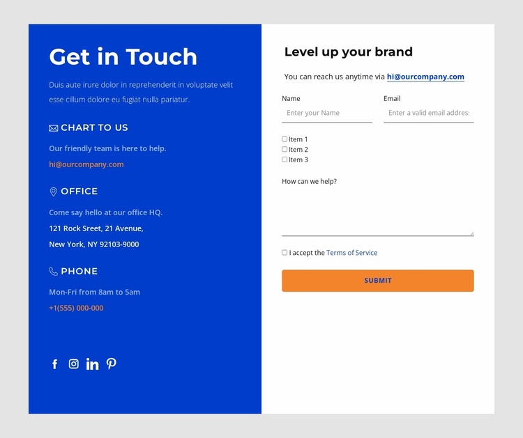 Connect with us eCommerce Template