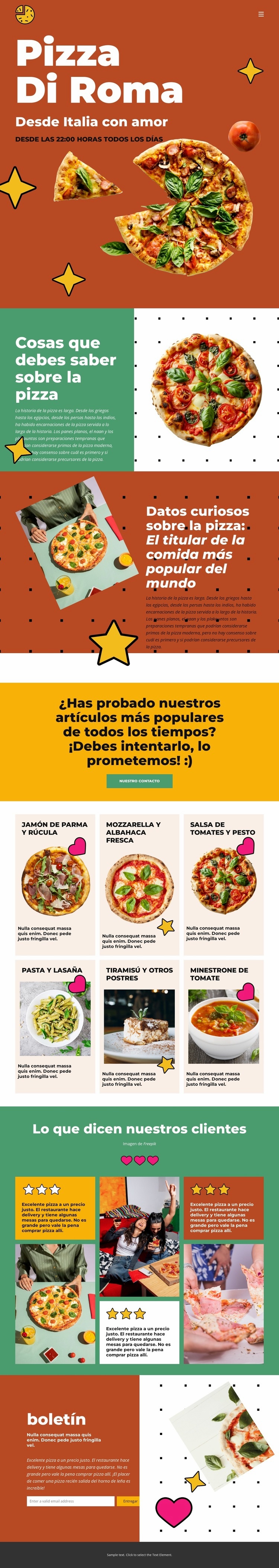 Cosas que debes saber sobre la pizza Maqueta de sitio web