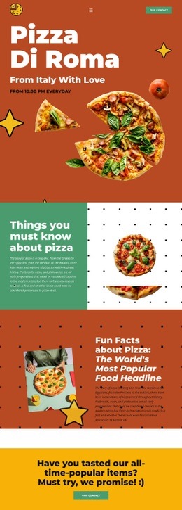 Things you must know about pizza - Html Code Example by Nicepage