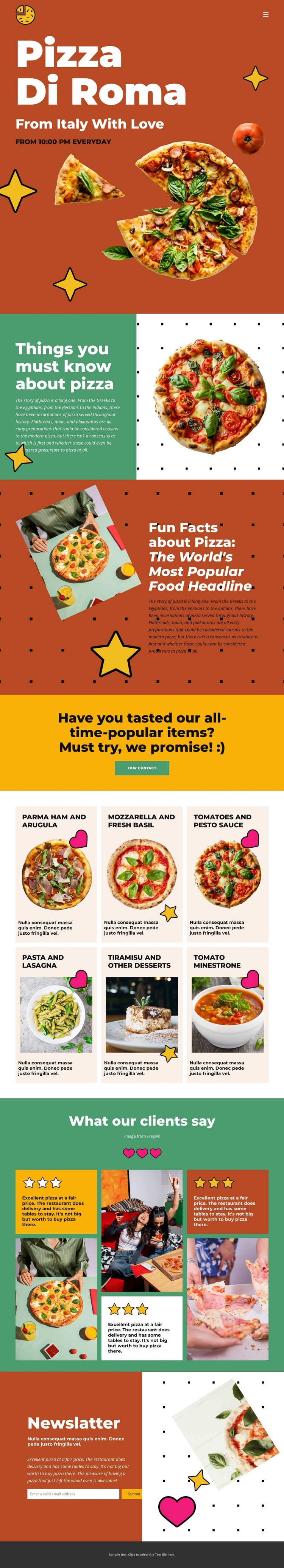 Things you must know about pizza One Page Template