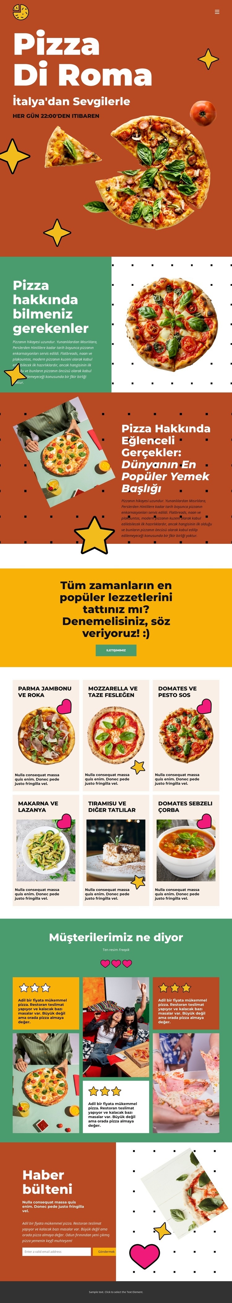 Pizza hakkında bilmeniz gerekenler Web sitesi tasarımı