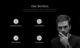 Diensten En Donkere Foto Eenvoudige CSS-Sjabloon