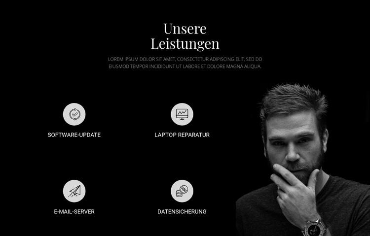 Dienstleistungen und dunkles Foto WordPress-Theme