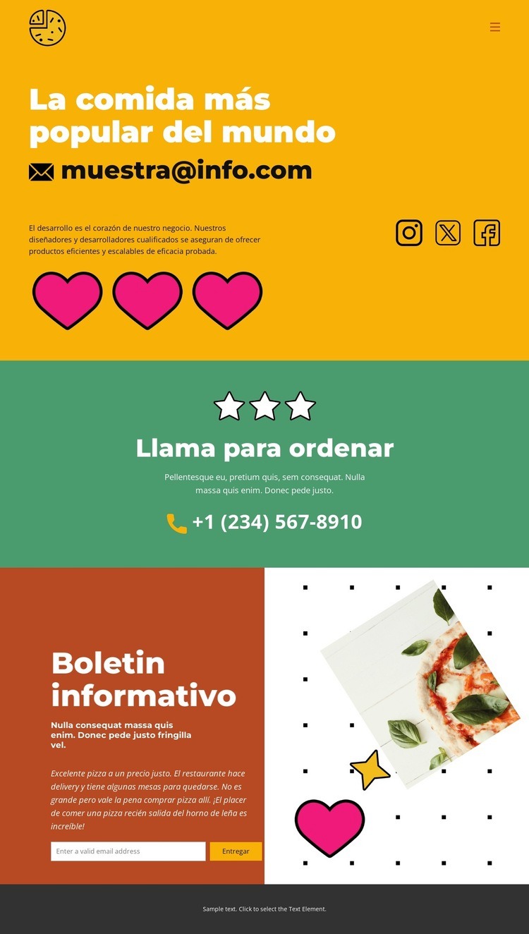 La comida más popular del mundo Creador de sitios web HTML