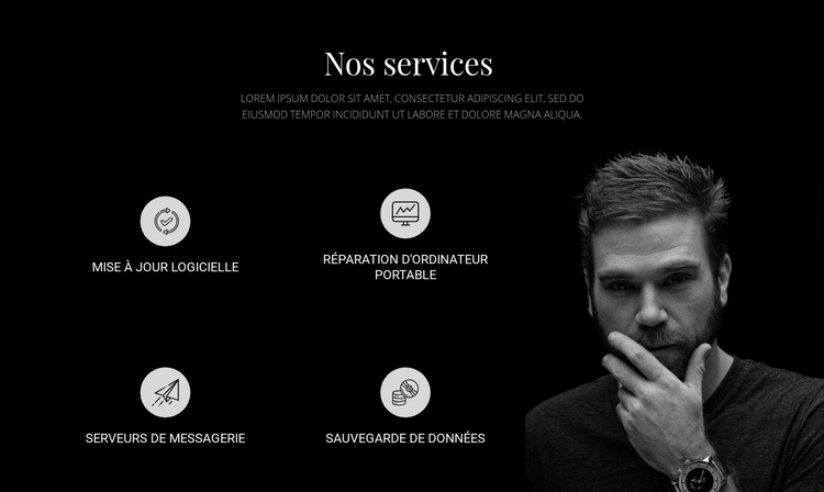 Services et photo sombre Modèles de constructeur de sites Web