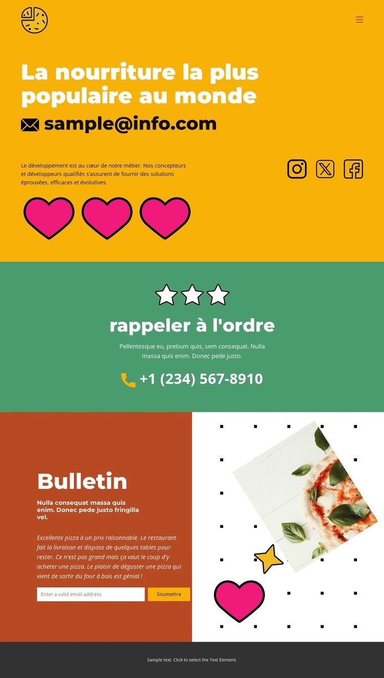 The World's Most Popular Food Maquette de site Web