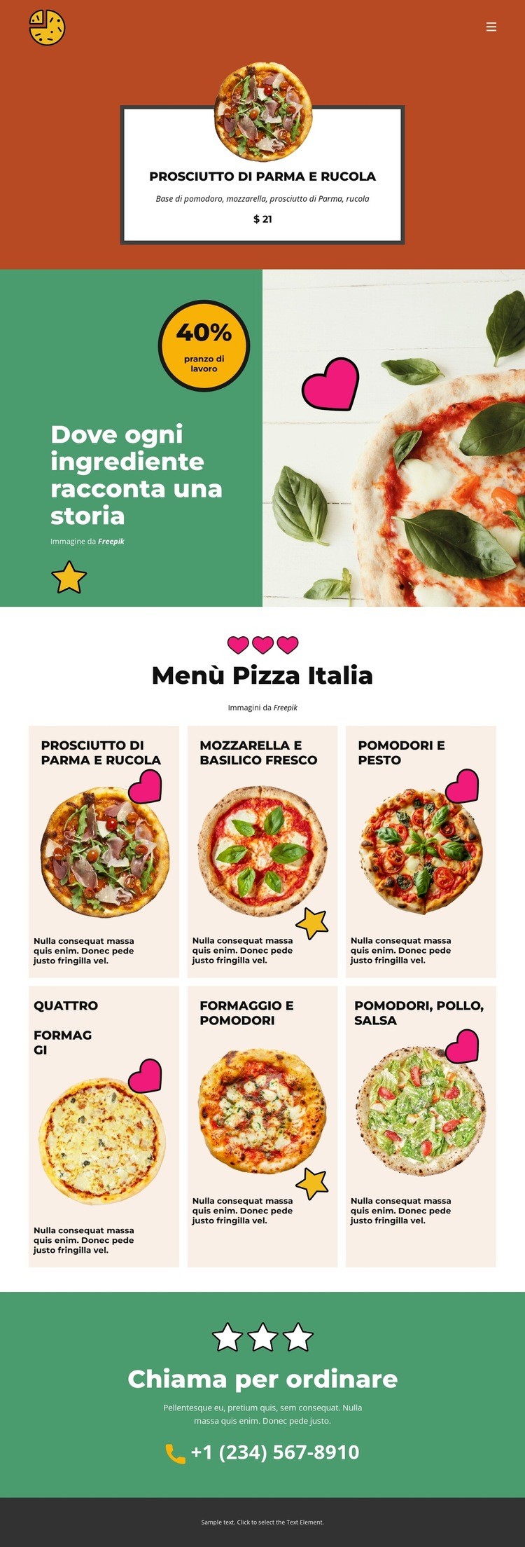 Fun Facts about Pizza Mockup del sito web