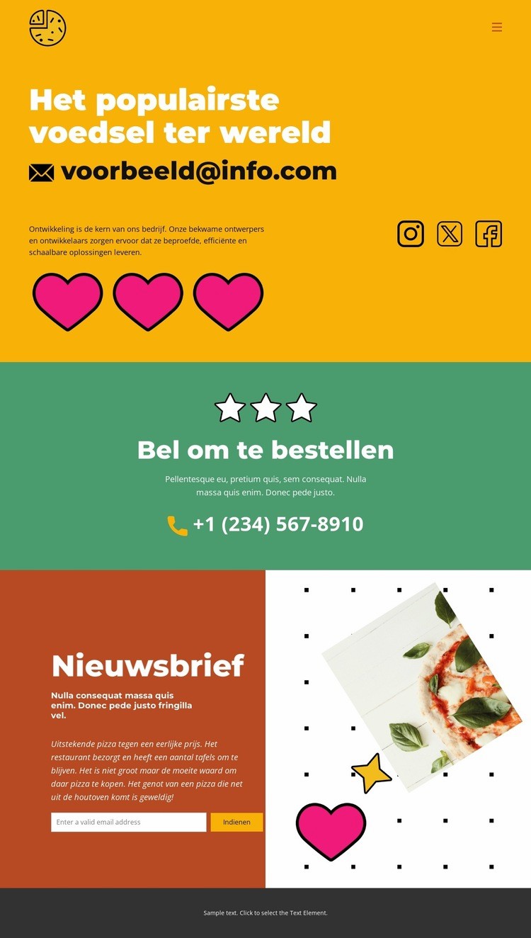 Het populairste voedsel ter wereld Website ontwerp