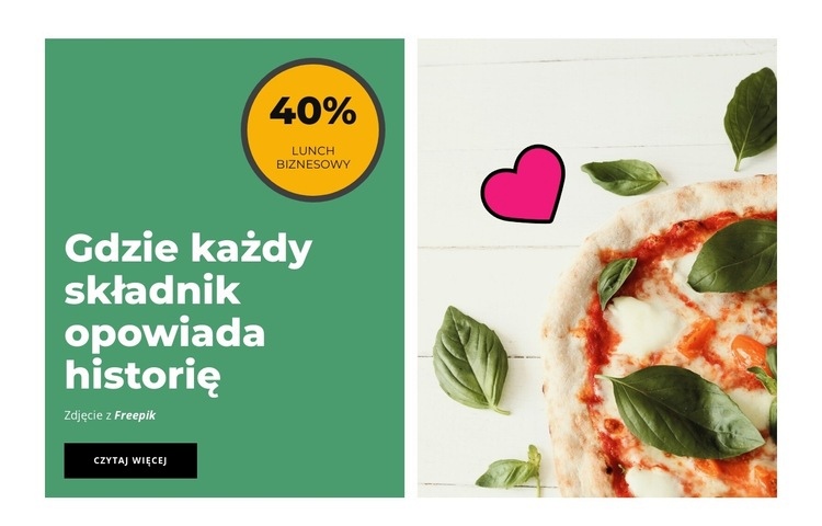 Doskonała pizza Makieta strony internetowej