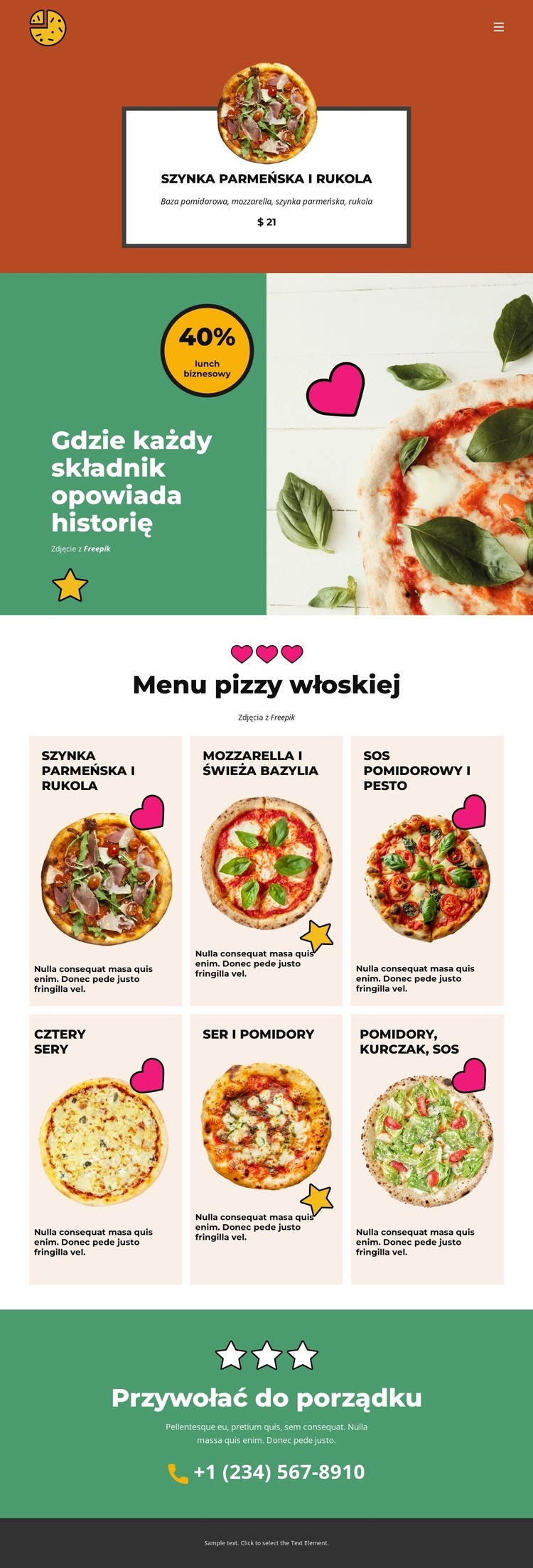 Fun Facts about Pizza Szablon HTML5